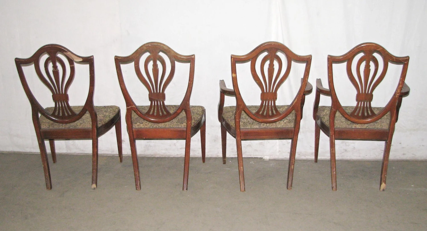 Set Of Four Classic Upholstered Walnut Arm Chairs 15 Set Of Four Classic Upholstered Walnut Arm Chairs - Image 13