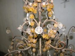 Victorian 3 Arm Amber & Clear Crystal Chandelier -OGT Sale Store l211904 04