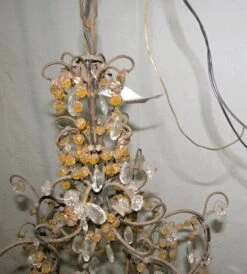 Victorian 3 Arm Amber & Clear Crystal Chandelier -OGT Sale Store l211904 09