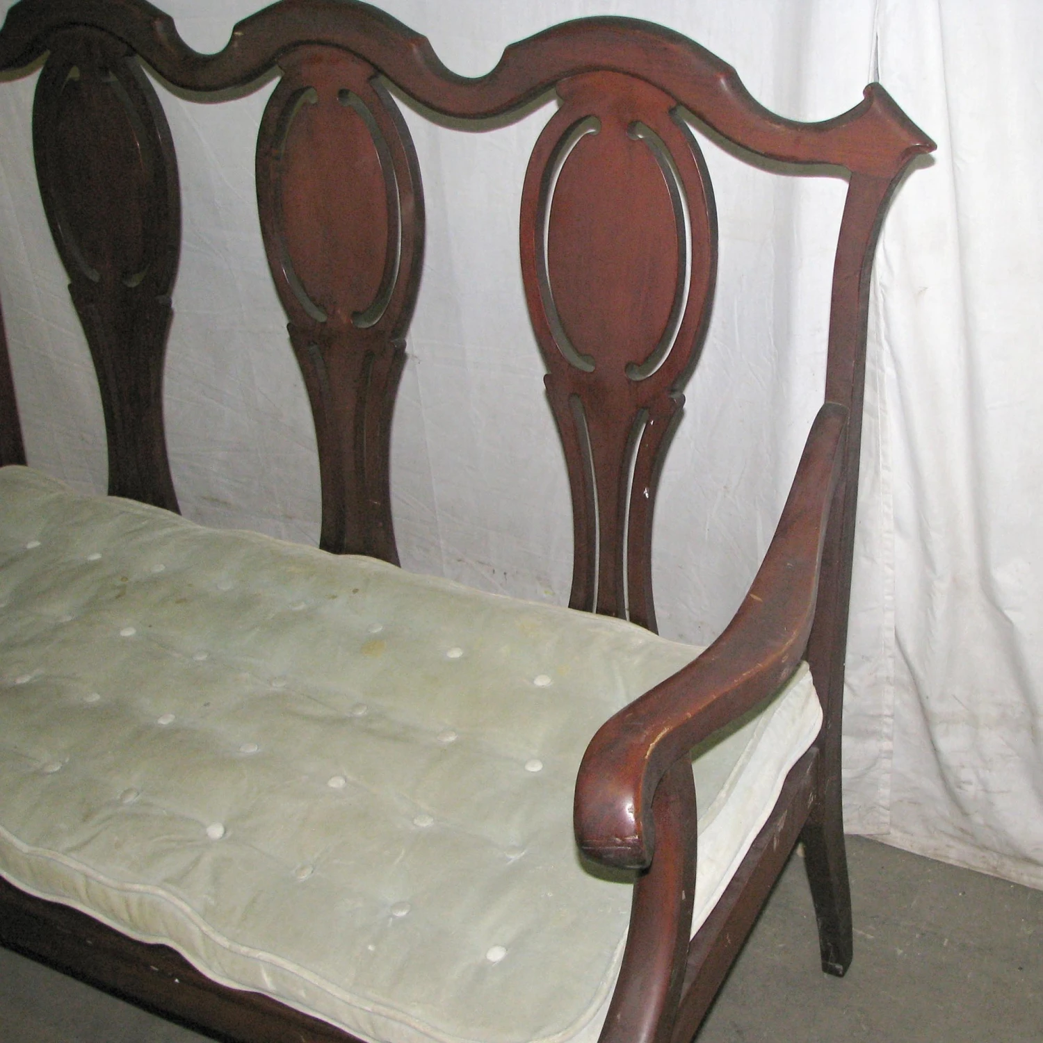 Victorian Three Seat Wooden Bench With Claw Feet 7 Victorian Three Seat Wooden Bench With Claw Feet - Image 5