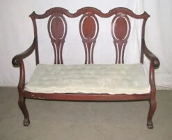 Victorian Three Seat Wooden Bench With Claw Feet 19 Victorian Three Seat Wooden Bench With Claw Feet -OGT Sale Store l211909 08