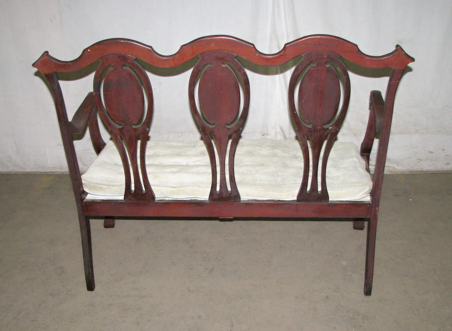 Victorian Three Seat Wooden Bench With Claw Feet 12 Victorian Three Seat Wooden Bench With Claw Feet - Image 10