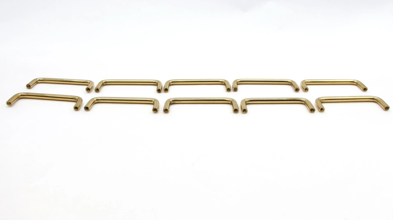 Set Of 10 Vintage Modern Polished Brass Bridge Bar Drawer Cabinet Pulls 6 Set Of 10 Vintage Modern Polished Brass Bridge Bar Drawer Cabinet Pulls - Image 4