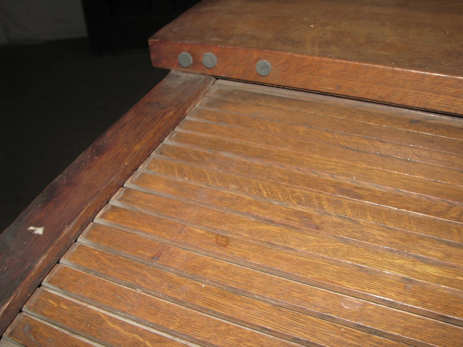 Antique Roll Top Wooden Desk In Tiger Oak 6 Antique Roll Top Wooden Desk In Tiger Oak - Image 4