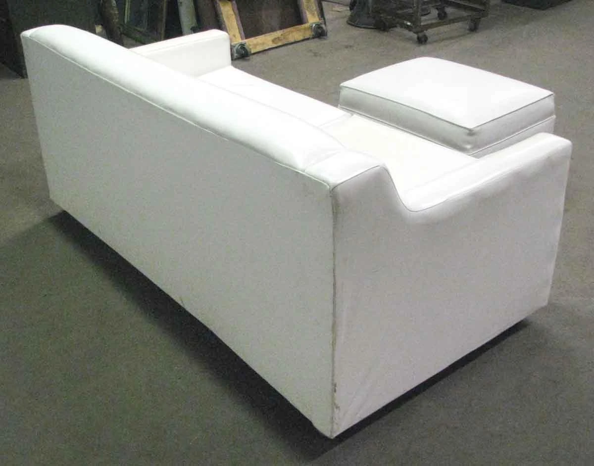 Vintage Mid Century White Vinyl Sofa & Ottoman 11 Vintage Mid Century White Vinyl Sofa & Ottoman - Image 9