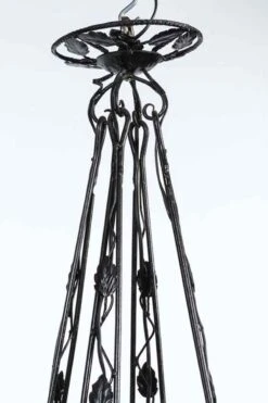 1930s Art Deco Wrought Iron & Glass 4 Light Chandelier -OGT Sale Store l317727 05