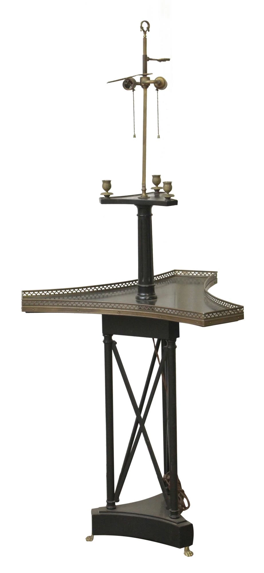 Vintage Triangular Wooden Lamp Table Combo 4 Vintage Triangular Wooden Lamp Table Combo - Image 2