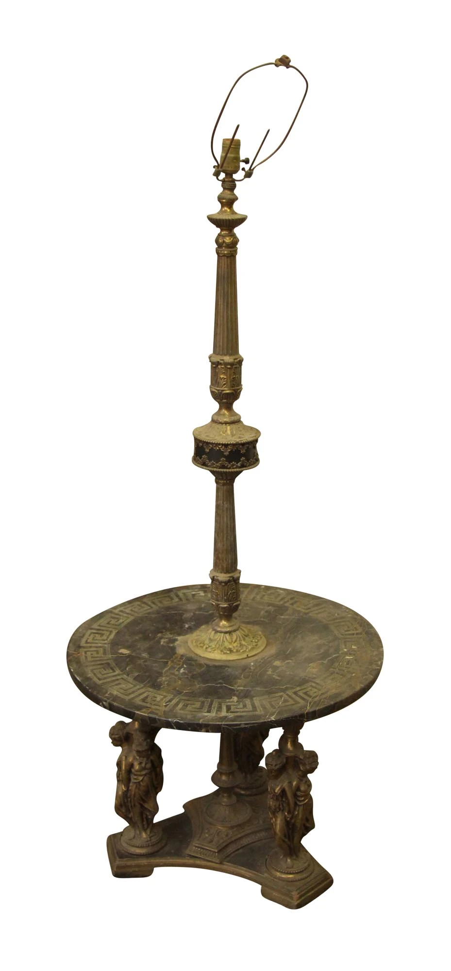 Antique Greek Revival Marble & Brass Lamp Table 5 Antique Greek Revival Marble & Brass Lamp Table - Image 3