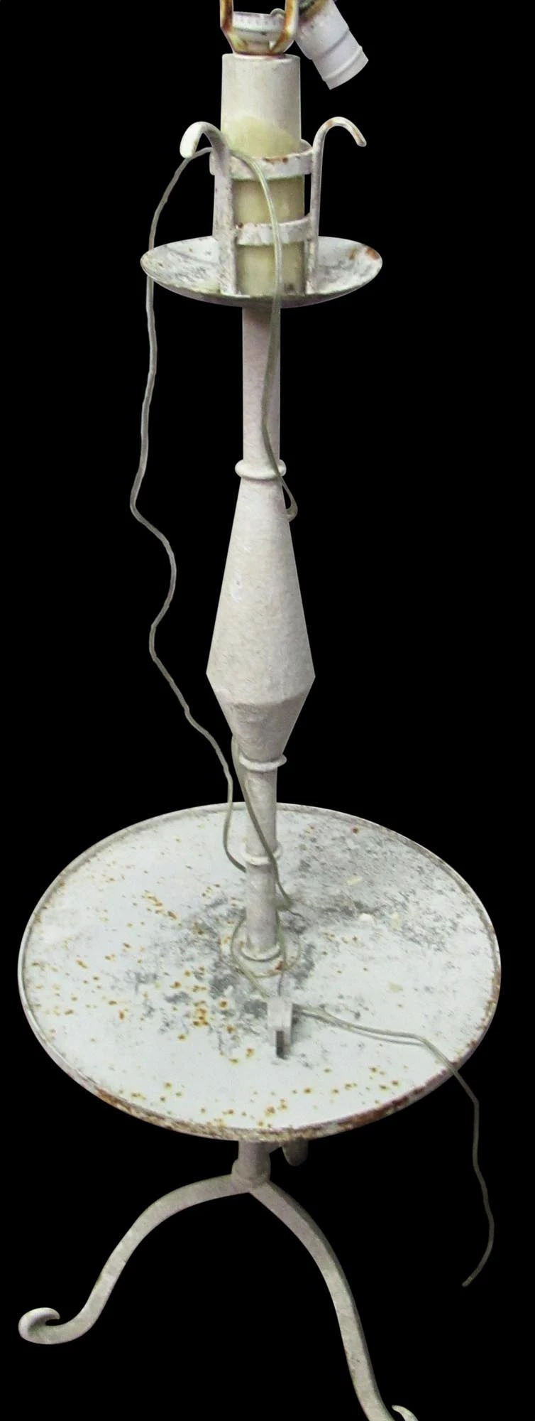 Vintage White Metal Lamp Table On Stand 4 Vintage White Metal Lamp Table On Stand - Image 2