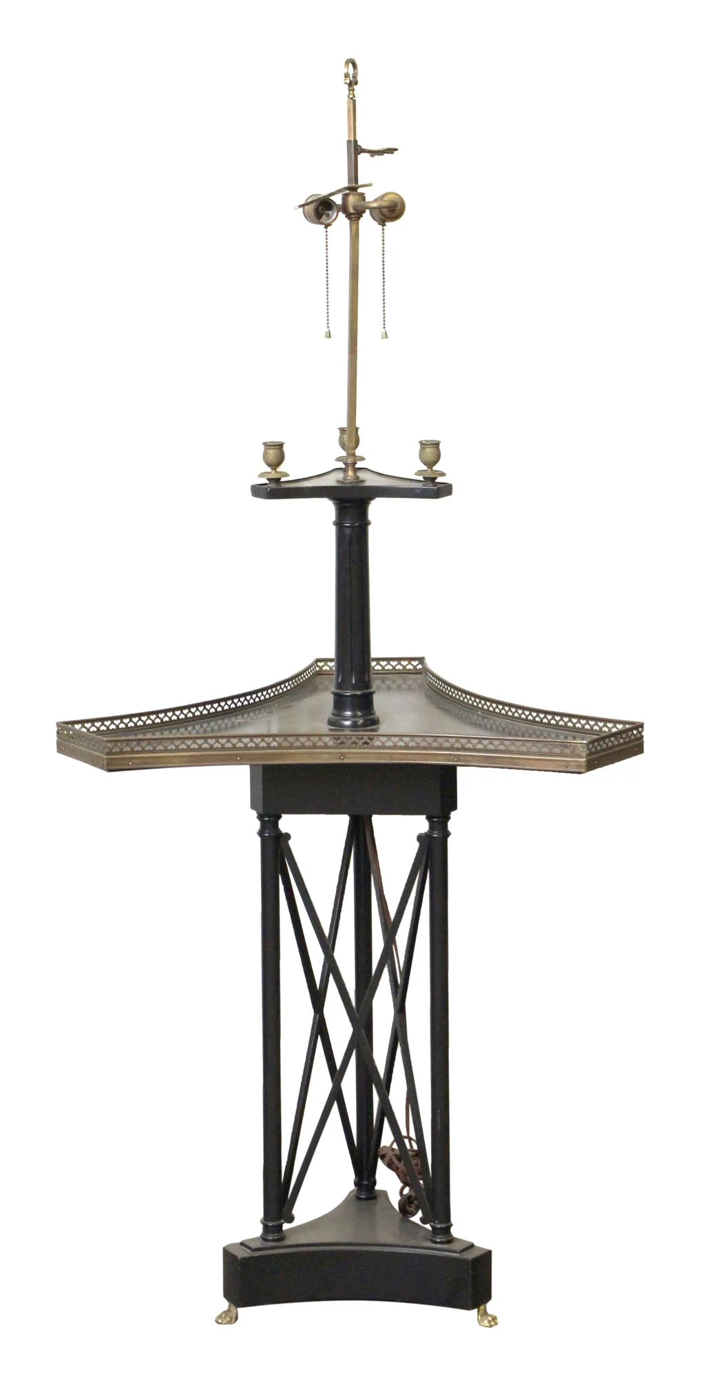 Vintage Triangular Wooden Lamp Table Combo 3 Vintage Triangular Wooden Lamp Table Combo