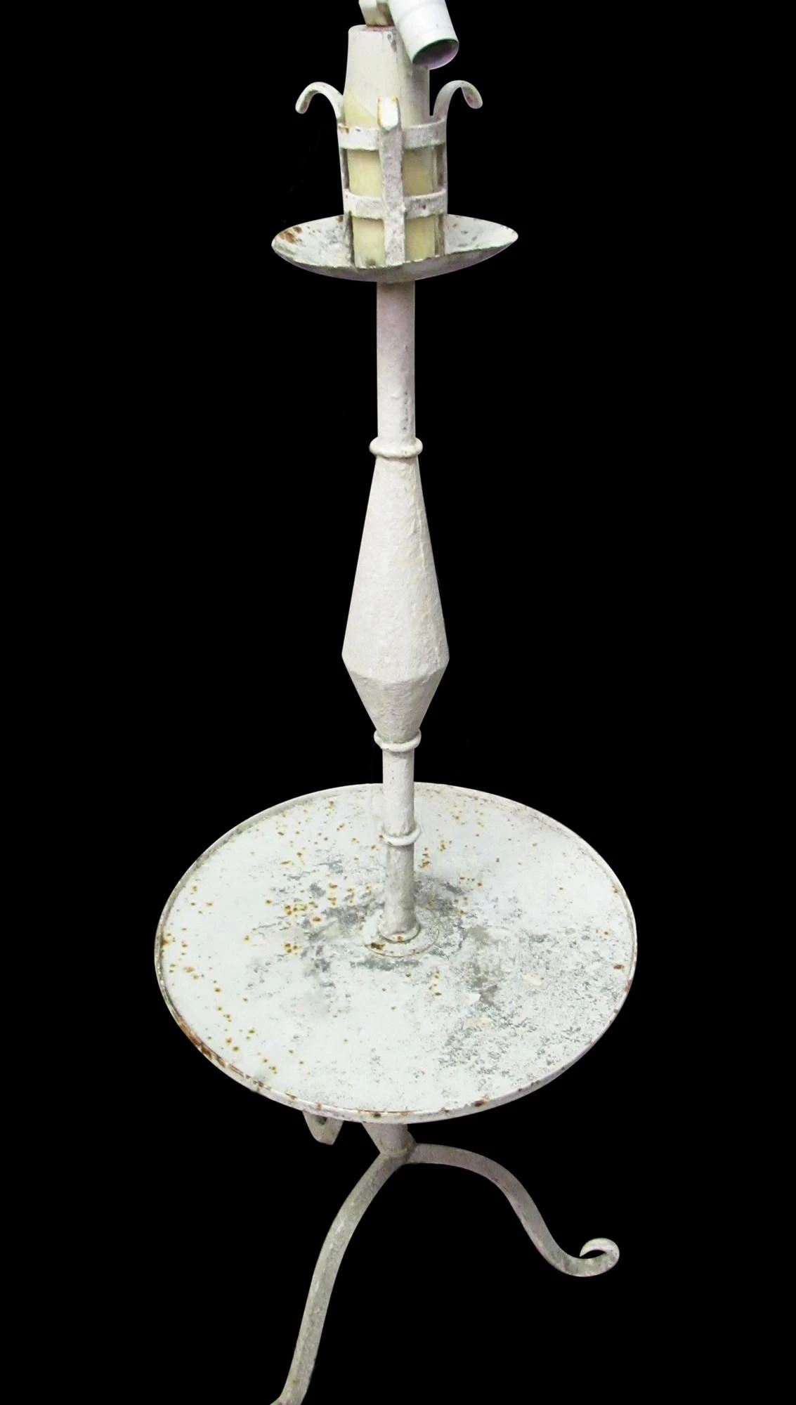 Vintage White Metal Lamp Table On Stand 3 Vintage White Metal Lamp Table On Stand