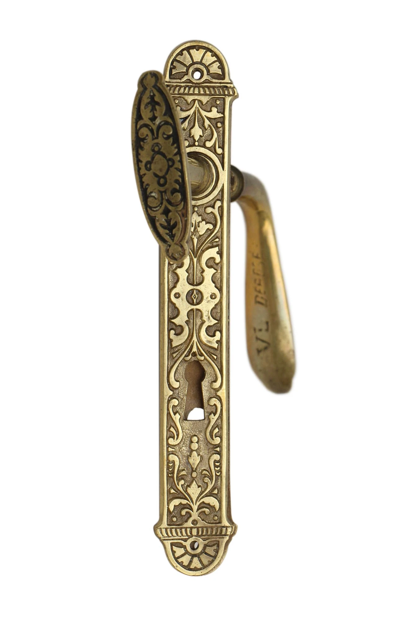 Pair Of French Eastlake Bronze Door Levers With Escutcheons 4 Pair Of French Eastlake Bronze Door Levers With Escutcheons - Image 2