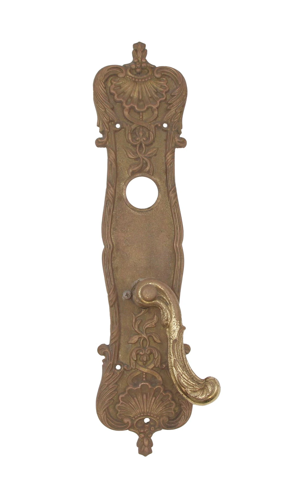 Antique Art Nouveau Brass Entry Door Lever Set 3 Antique Art Nouveau Brass Entry Door Lever Set