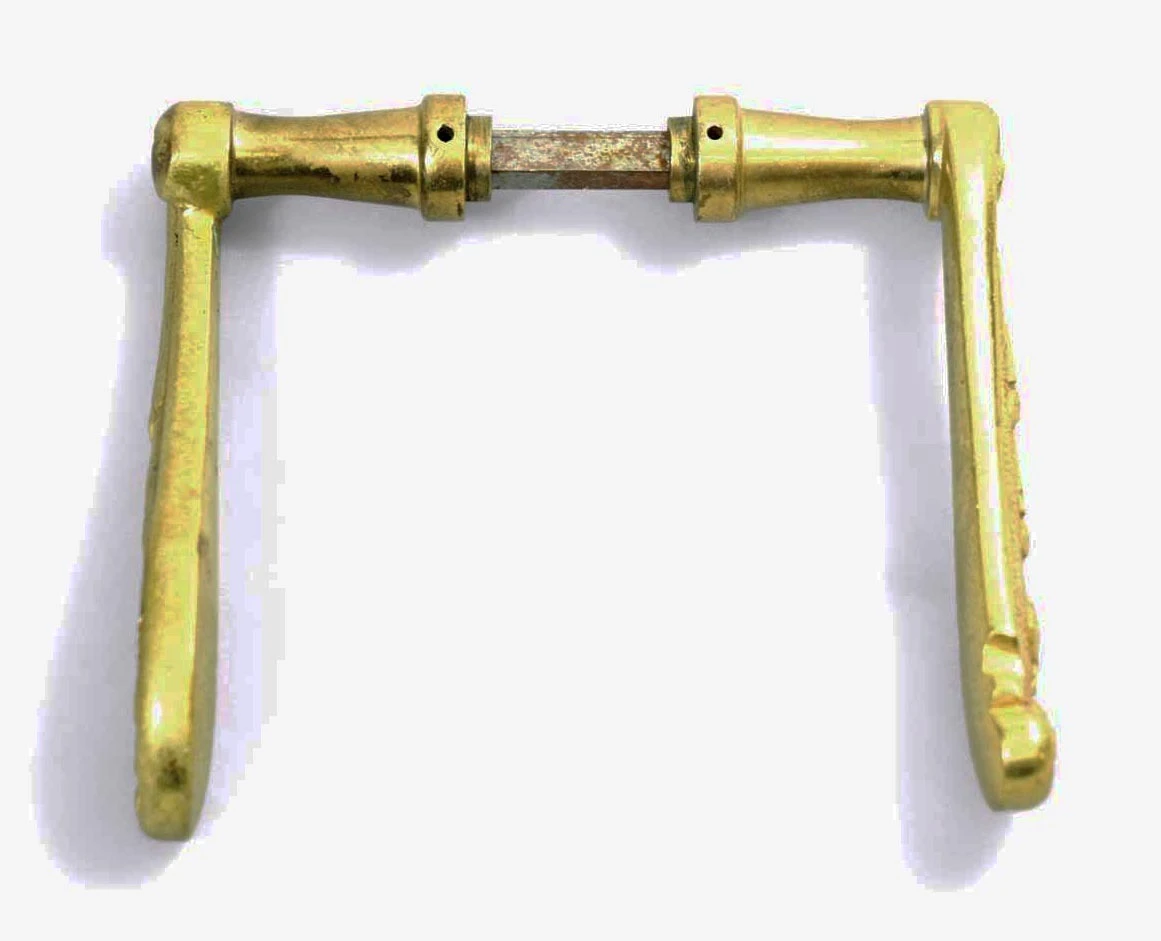 Art Nouveau Brass Door Lever Knob Set 5 Art Nouveau Brass Door Lever Knob Set - Image 3