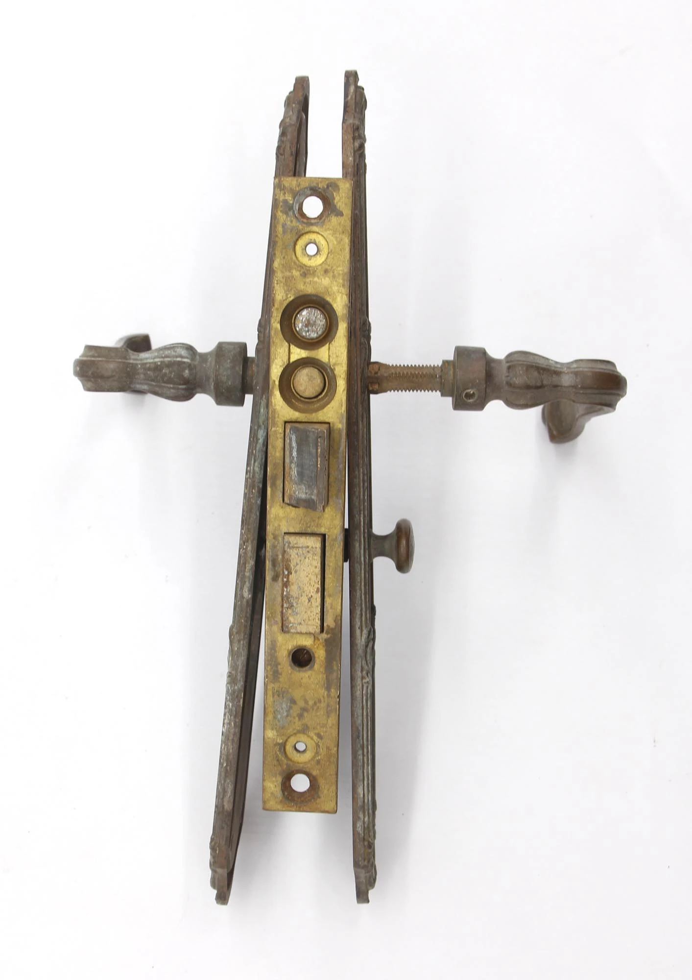 Antique French Brass Lever Entry Door Set 5 Antique French Brass Lever Entry Door Set - Image 3