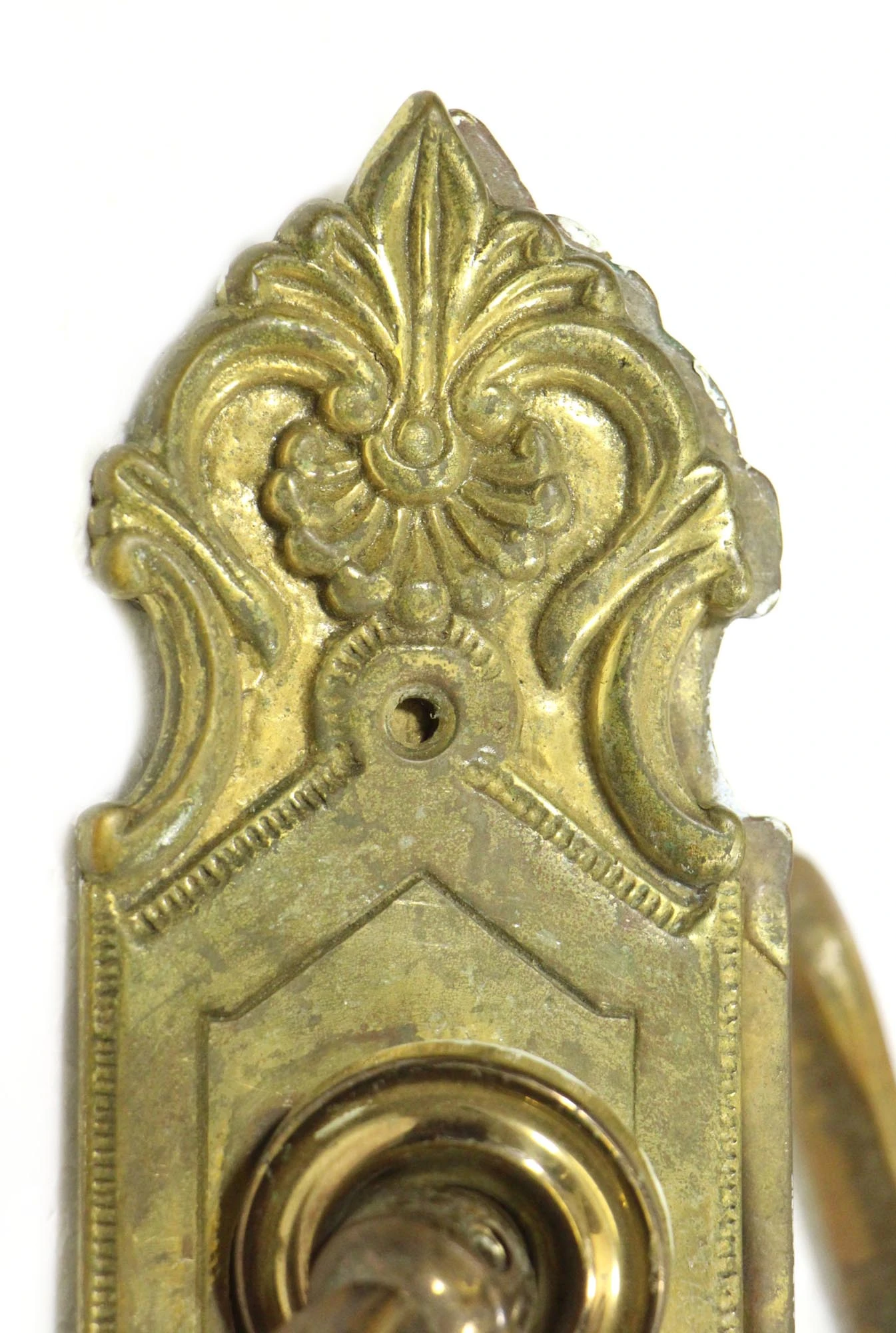 Antique Neoclassical Brass Lever Passage Door Knob Set 4 Antique Neoclassical Brass Lever Passage Door Knob Set - Image 2