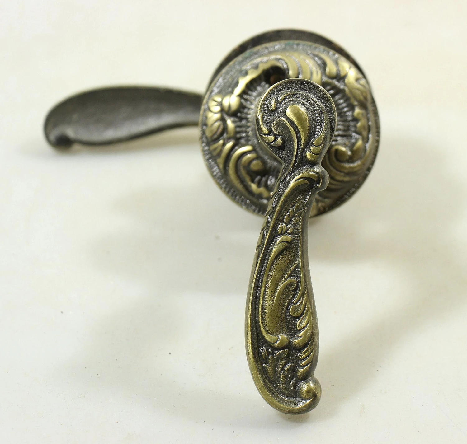 Ornate Cast Brass French Door Lever Set 3 Ornate Cast Brass French Door Lever Set