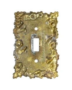 Vintage Floral Brass Single Switch Plate Cover -OGT Sale Store lighting electrical hardware for sale l212189