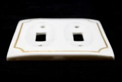 Vintage White & Gold Ceramic 2 Gang Switch Cover -OGT Sale Store lighting electrical hardware for sale q275844