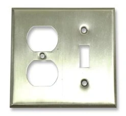 Modern Chrome Plated Switch & Dual Outlet Plug Plate Cover