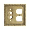 Ornate Brass 2 Gang Outlet & Push Button Switch Cover