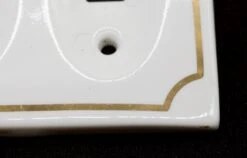 Vintage White & Gold Ceramic 2 Gang Switch Cover -OGT Sale Store lighting electrical hardware q275844