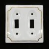 Vintage White & Gold Ceramic 2 Gang Switch Cover 1 Vintage White & Gold Ceramic 2 Gang Switch Cover -OGT Sale Store lighting electrical hardware vintage white gold ceramic 2 gang switch cover q275844
