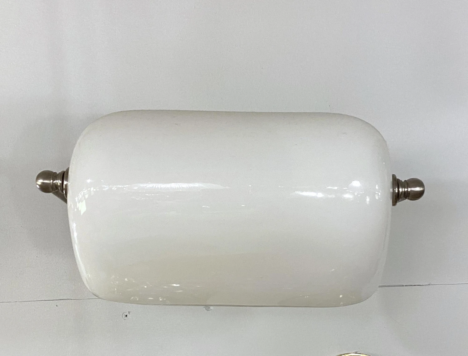Vintage Nickel Plated White Milk Glass Banker Wall Lamp Sconce 4 Vintage Nickel Plated White Milk Glass Banker Wall Lamp Sconce - Image 2