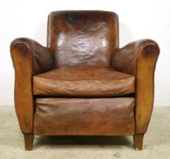 Pair Of European Brown French Leather Club Chairs 19 Pair Of European Brown French Leather Club Chairs -OGT Sale Store living room 24bel11080