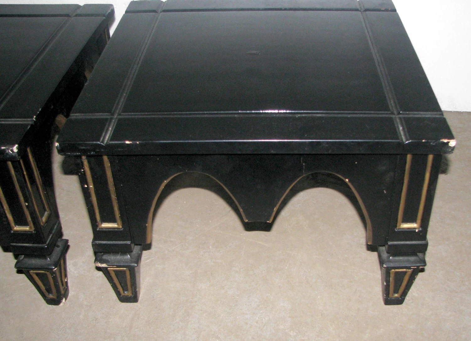 Vintage Black & Gold Gothic Square End Table 5 Vintage Black & Gold Gothic Square End Table - Image 3