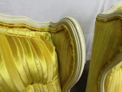 Pair Of Yellow Velvet French Provincial Parlor Chairs 19 Pair Of Yellow Velvet French Provincial Parlor Chairs -OGT Sale Store living room for sale m215638