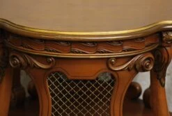 Vintage French Carved Wood Metal Grids Side Table -OGT Sale Store living room for sale m219614