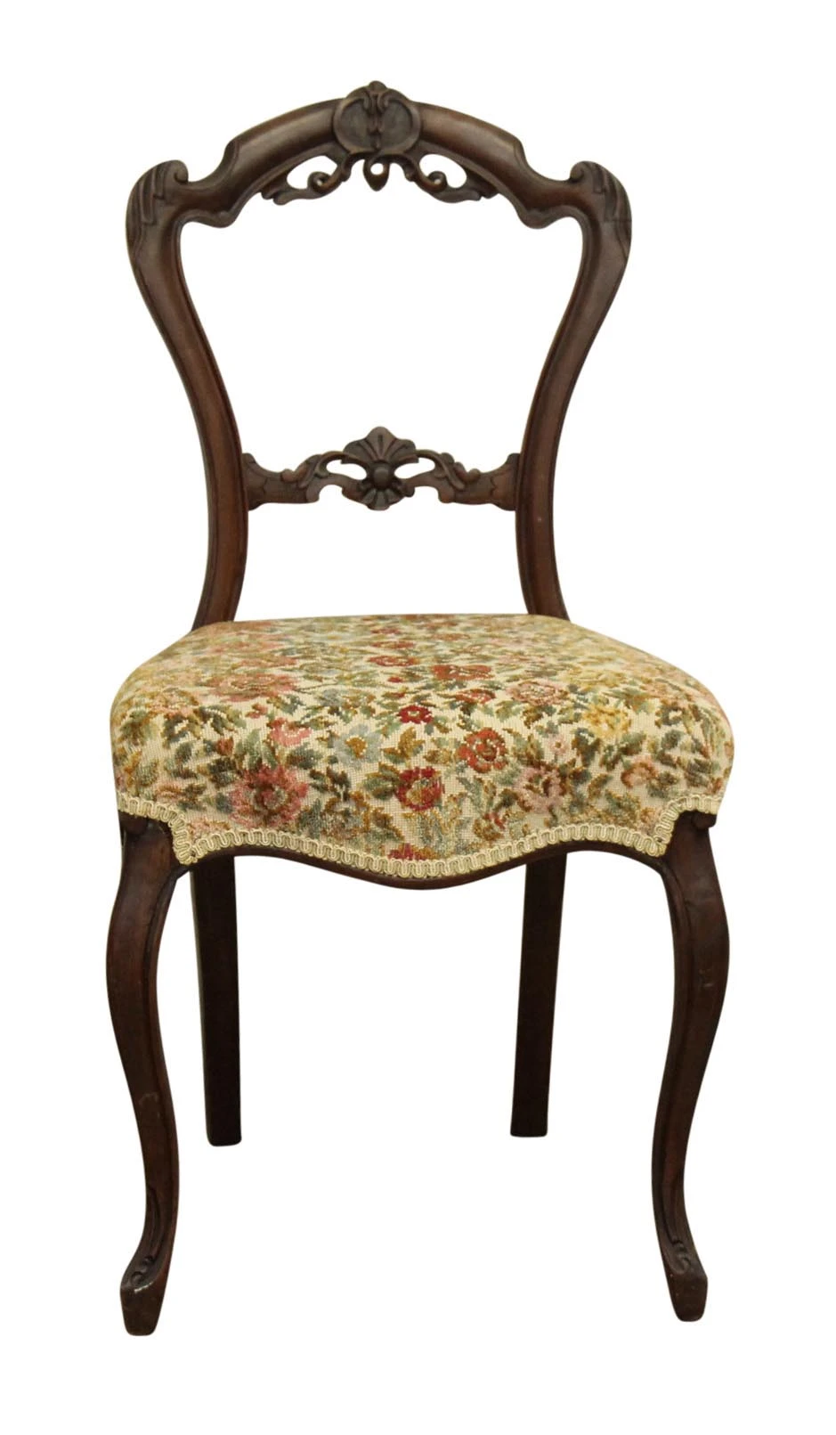 Single Floral Cushion Carved Chair 5 Single Floral Cushion Carved Chair - Image 3