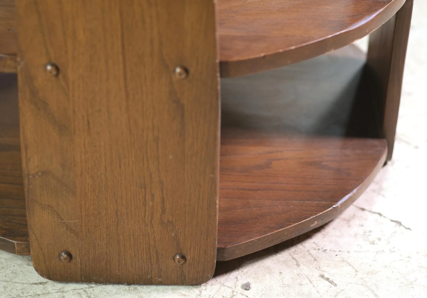 Vintage 25.5 In. Round 3 Tier Oak Side Table 5 Vintage 25.5 In. Round 3 Tier Oak Side Table - Image 3