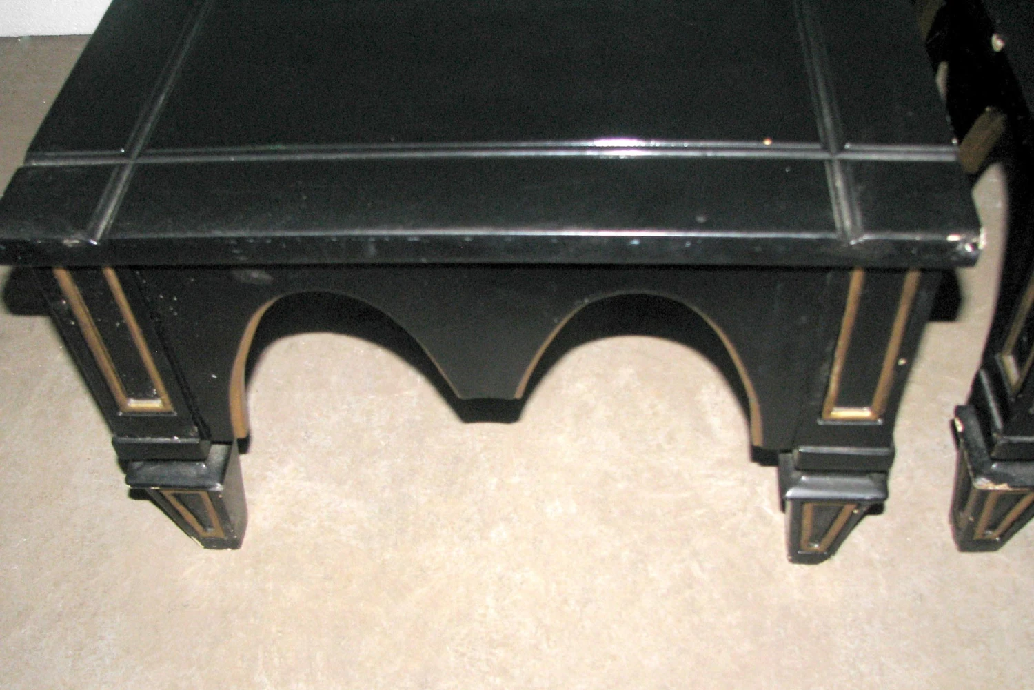 Vintage Black & Gold Gothic Square End Table 4 Vintage Black & Gold Gothic Square End Table - Image 2