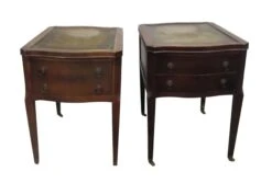 Leather Top Side Table With Drawers