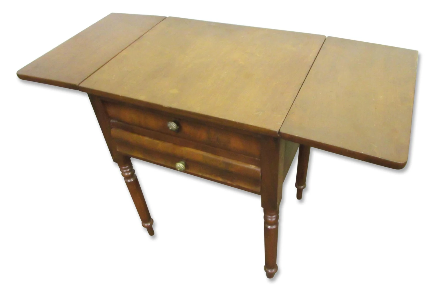 Traditional Walnut 2 Drawers 2 Top Extensions End Table 4 Traditional Walnut 2 Drawers 2 Top Extensions End Table - Image 2