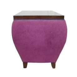 Modern Curved Purple Upholstery Wood Top Side Table