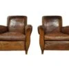 Pair Of European Brown French Leather Club Chairs 2 Pair Of European Brown French Leather Club Chairs -OGT Sale Store living room pair of european brown french leather club chairs 24bel11080