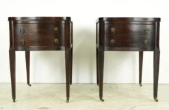 Pair Of Hepplewhite Mahogany & Leather End Tables