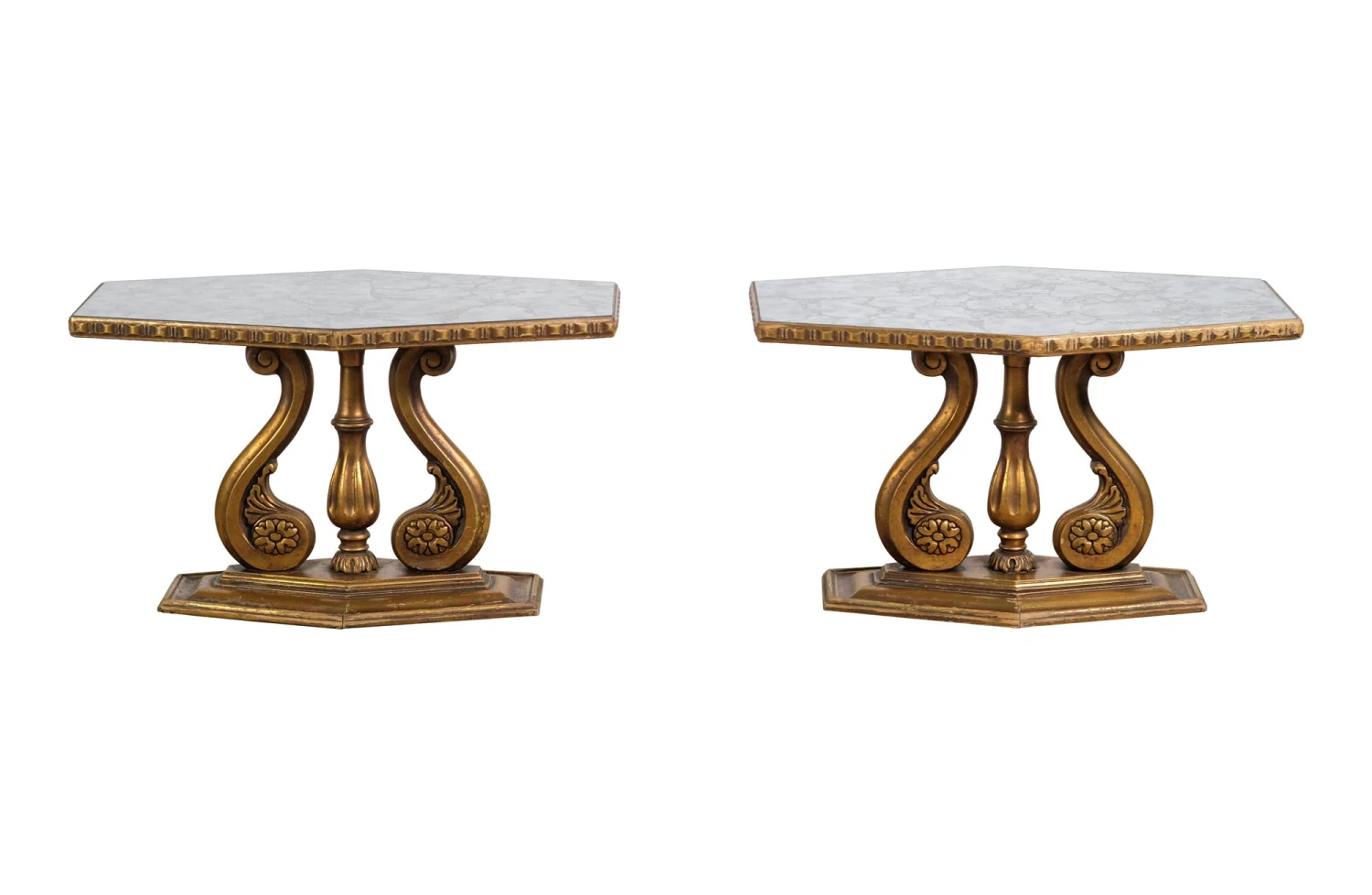 Pair Of Italian Mirror Topped Wood Side Tables 3 Pair Of Italian Mirror Topped Wood Side Tables