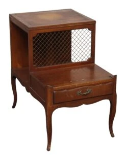 Pair Of Vintage Leather Top Side Tables