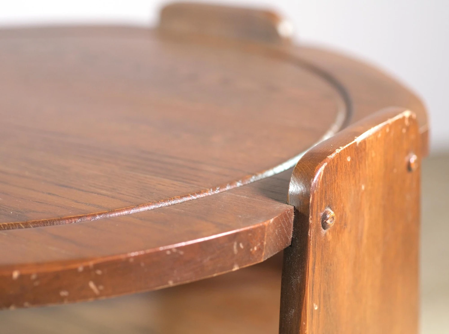 Vintage 25.5 In. Round 3 Tier Oak Side Table 4 Vintage 25.5 In. Round 3 Tier Oak Side Table - Image 2