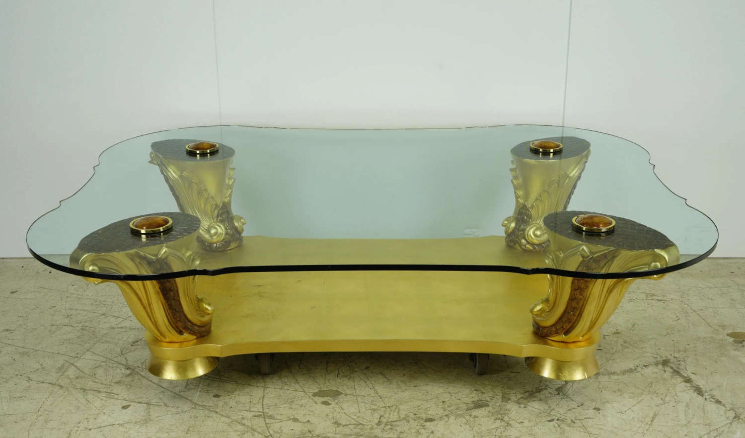 Art Deco Colombostile Il Gusto Dei Principi Glass Top Gold Coffee Table 4 Art Deco Colombostile Il Gusto Dei Principi Glass Top Gold Coffee Table - Image 2