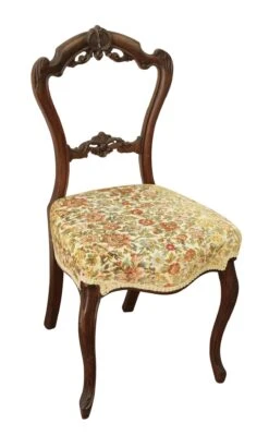 Single Floral Cushion Carved Chair