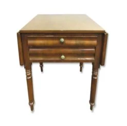 Traditional Walnut 2 Drawers 2 Top Extensions End Table