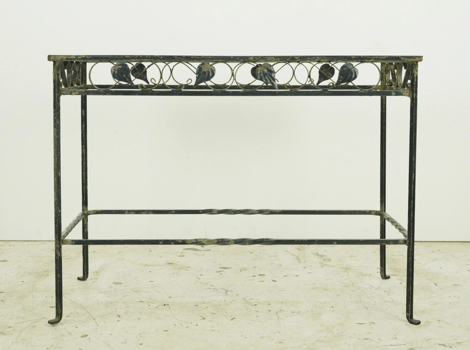 Vintage Glass & Wrought Iron Foliate Accent End Table 3 Vintage Glass & Wrought Iron Foliate Accent End Table