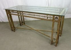Vintage 6.5 Ft. Glass Top Wrought Iron Counter Height Table 18 Vintage 6.5 Ft. Glass Top Wrought Iron Counter Height Table -OGT Sale Store m215557 06