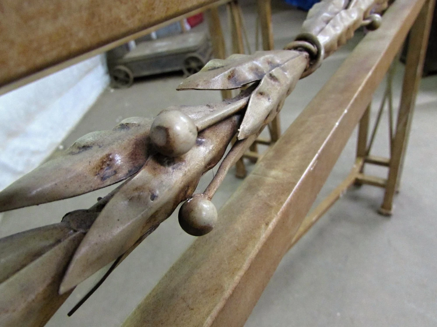 Vintage 6.5 Ft. Glass Top Wrought Iron Counter Height Table 10 Vintage 6.5 Ft. Glass Top Wrought Iron Counter Height Table - Image 8