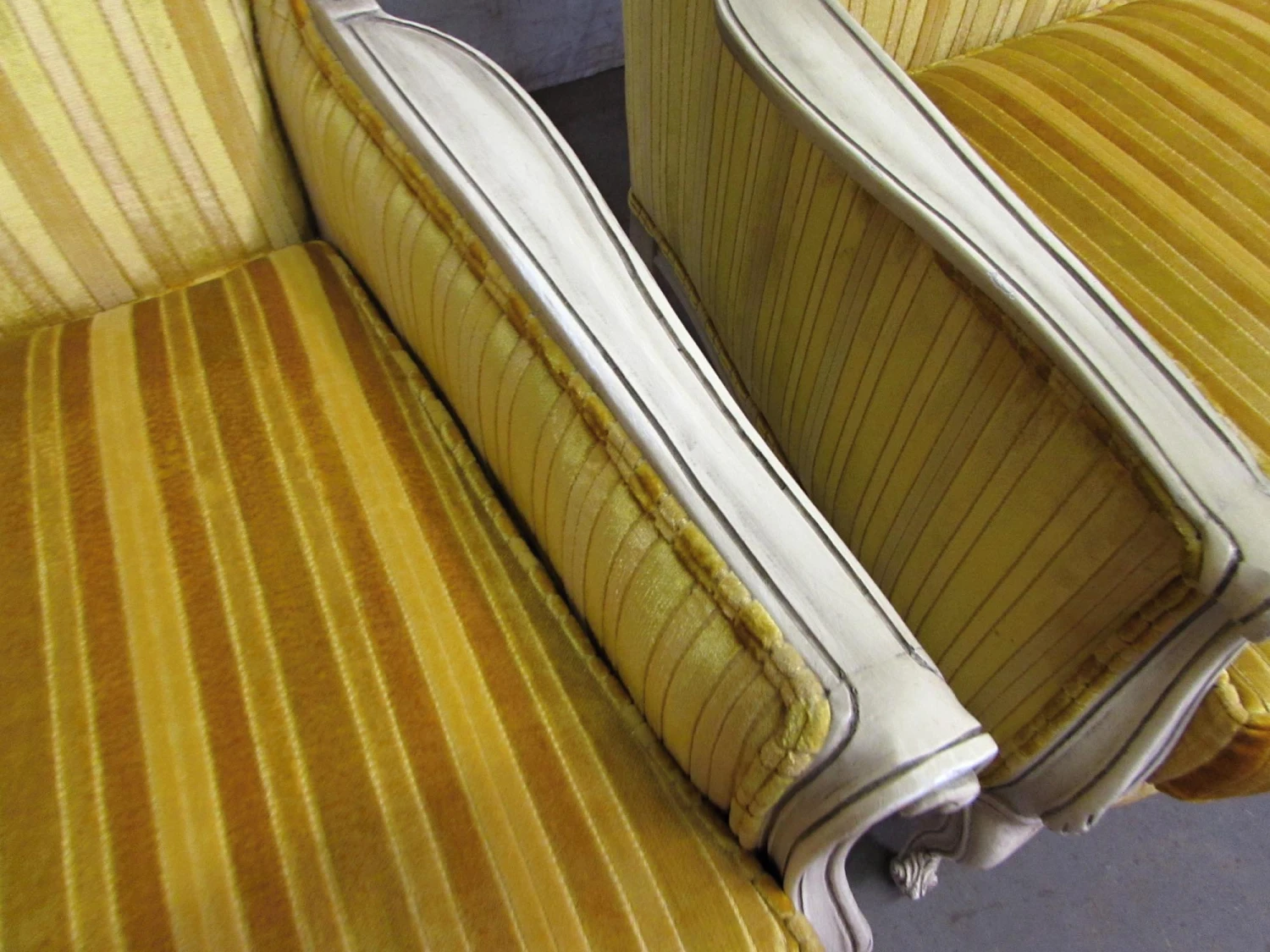 Pair Of Yellow Velvet French Provincial Parlor Chairs 12 Pair Of Yellow Velvet French Provincial Parlor Chairs - Image 10